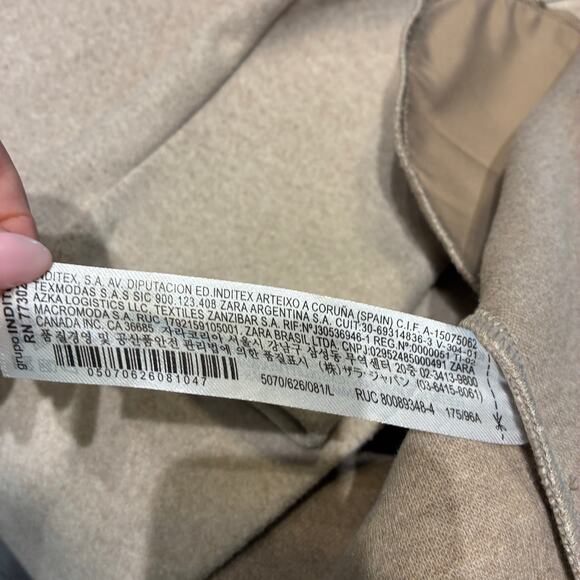 Zara Tan Lapel Collar Coat Large - Picture 6 of 13